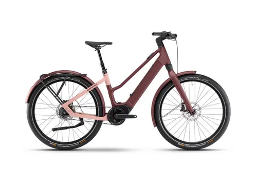 iRide Pure R5f MID i400Wh - E-Bike mit 5-Gang Nexus - E-Bike der Kategorie E-Bikes, ausgestattet mit einem leistungsstarken 400Wh Akku für lange Fahrten und einem modernen Design in rot und rose.