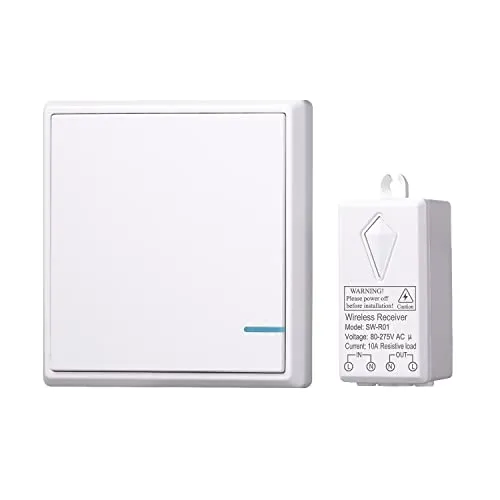 Mengshen Funk Lichtschalter Kit, 1 Schalter + 1 Empfänger, Keine Verkabelung Erforderlich