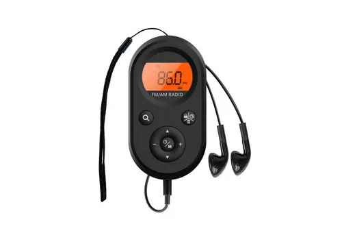 Tekoo Mini Taschenradio UKW/MW, Akku & Kopfhörer, für Sport & Joggen Radio (UKW (FM), MW (AM), Automatischer Sendersuchlauf, Senderspeicher, DSP-Filterchip, Sleep-Timer, Soft-Orange Hintergrundbeleuchtung)