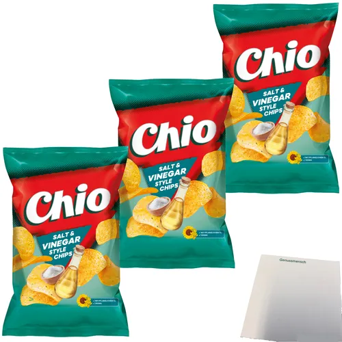 Chio Chips Salt & Vinegar Kartoffelchips 3er Pack 3x150g Packung usy Block