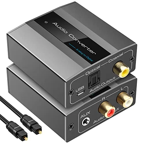 VEDINDUST Analog zu Digital Audio Konverter - Digital-Analog-Wandler für PS4, PS5, Blu-ray & Xbox; wandelt analoge Signale in hochqualitatives digitales Audio um und bietet Plug & Play Installation.