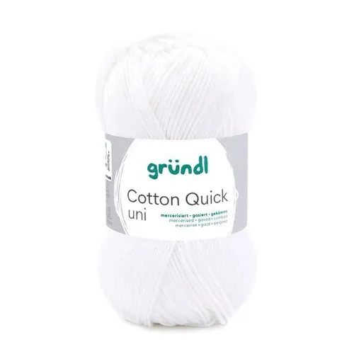 GRÜNDL WOLLE COTTON QUICK 50g WEISS LL 125 m 100% BAUMWOLLE 100G/5,58€