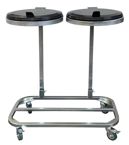 QUICK STAR Doppel Müllsackständer mit Deckel und 4 Rollen - Haushaltszubehör - Stabiler Müllsackhalter aus verzinktem Stahl mit 120L Kapazität, ideal für Werkstätten und Haushalte. Mobil dank 4 drehbarer Rollen für einfachen Transport.