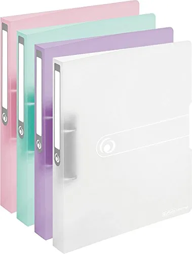 Ringbuch A4 PP 2-Ring 3,8cm Pastell transparent 4er-Pack sort. (Schmal, 4er Packung)