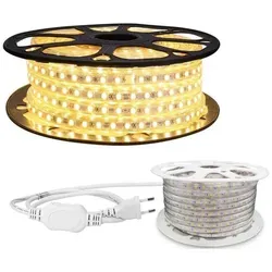 Aigostar LED Stripe 50m Warmweiß - LED Streifen für Innen und Außen, 50 Meter Länge, IP65 wasserdicht – ideal für kreative Lichtgestaltungen und stimmungsvolle Beleuchtung.