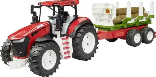 ROADMAX Traktor mit Rückeanhänger und 3 Baumstämmen - Spielzeug für Kinder ab 24 Monaten, fördert die Motorik und bietet kreativen Spielspaß im Freien oder drinnen.