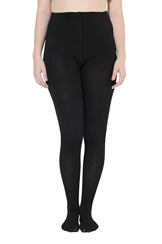 Ulla Popken Damen große Größen Übergrößen Plus Size Thermo-Strumpfhose, Muster, Thermofleece schwarz 42+ 833808100-42+