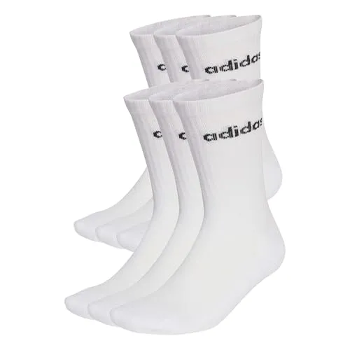Produktbild adidas Unisex Linear Crew Socks Cushioned Socks 6 Pair Pack, White/Black, 37-40