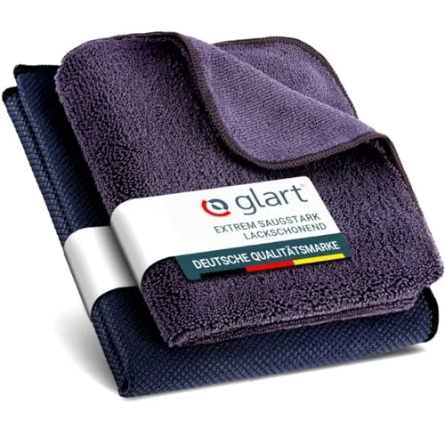 Glart 4484 Mikrofasertücher 4er Set – 40×40 cm – 360 GSM – fusselfrei & saugstark – rundvernäht, maschinenwaschbar – für Auto, Haushalt, Bad, Küche – 80 % Polyester, 20 % Polyamid – Grün/Blau