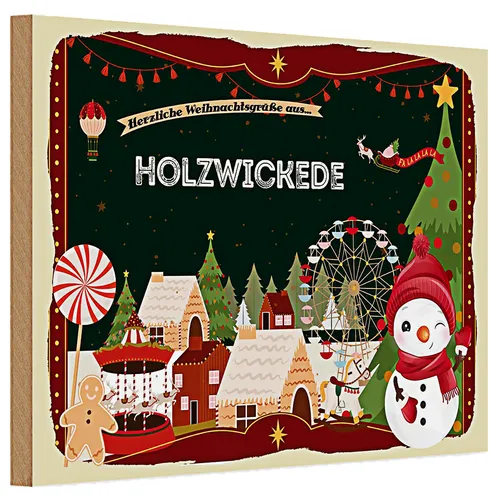 Holzschild Weihnachten Grüße HOLZWICKEDE 30x20cm