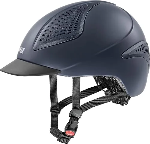 uvex Exxential III Reithelm – Sicherheit & Komfort – Leichtes Inmould-Design – Ponytail Cut – Blue mat M-L