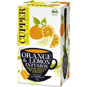 Cupper Tee Orange und Lemon Fusion, Früchtetee, BIO, 20 Teebeutel, 50g