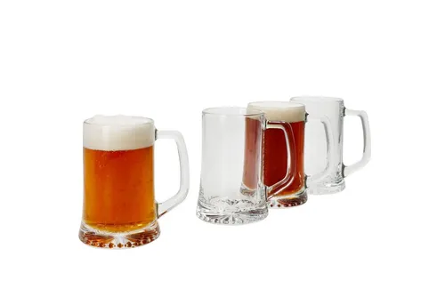 MamboCat Bierglas 4x Artisan Bierkrug 250ml - Biergläser aus hochwertigem Glas, ideal für Bierliebhaber mit stilvollem Sternboden und praktischem Henkel.