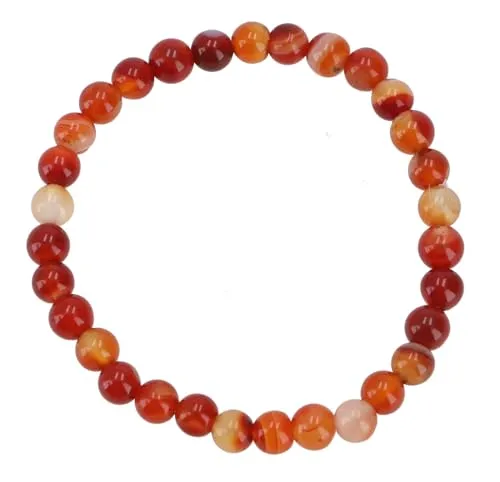 GURU SHOP Mala Armband, Handmala, Buddhistischer Schmuck, Perlenarmband 6 mm - Achat/rot
