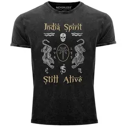 Neverless Print-Shirt Neverless® Herren T-Shirt Vintage Shirt Printshirt Tiger Motiv mit Print schwarz XL