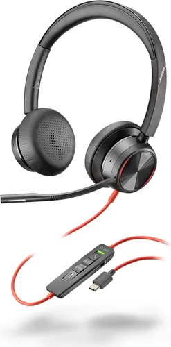 Poly Stereo-Headset Blackwire 8225 - USB-C, Active Noise Cancelling und flexibler Mikrofonarm für außergewöhnlichen Klang und Tragekomfort