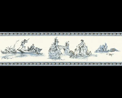 Tapete 8507-13 A.S. Création Tapeten 850713 Borte Château 3 Klassisch blau weiß Landschaft Rokoko Luxus