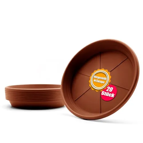 BigDean Blumentopf Untersetzer 20 Stück Ø 24,5 cm – Robuste Terracotta Kunststoffuntersetzer - Untersetzer für Blumen & Pflanzen, 20 Stück im Set aus langlebigem, robustem Kunststoff, ideal für verschiedene Topfgrößen und optimalen Bodenschutz.