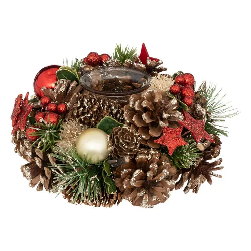 Atmosphera Adventskranz aus Tannenzapfen und Kugeln - Adventskranz aus natürlichen Materialien, einzigartiges Design für winterliche Abende - ideal für Tisch, Kommode oder Fensterbank.