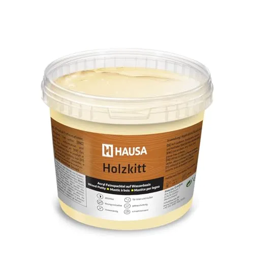 HAUSA Holzkitt 1 kg Kiefer Mittel Holzspachtelmasse, Kitt für Holz, Holzspachtel/Füllmasse zum Reparieren von Holzschäden gebrauchsfertig ausgezeichnete Füllkraft schnelltrocknend rissbeständig