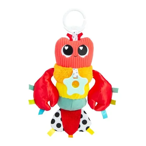 LAMAZE Liam Der Hummer Clip & Go - Sensorisches Clip-On Spielzeug für Babys, fördert Tastsinn und Feinmotorik mit knisternden Geräuschen und Beißring – ideal für unterwegs!