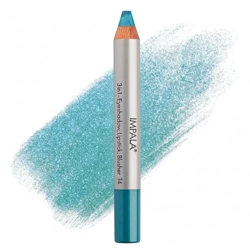 Impala 3-in-1 Jumbo Stift | Lidschatten, Lippenstift und Rouge | Geschmeidige Textur und Lange Lebensdauer | Intensive Farben | Farbe 14 Türkis