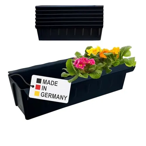 Hossi's Wholesale 6 Euro-Paletten Blumenkästen-Einsätze | mit Hängesystem zum Einhängen | 37,3cm Schwarz | Pflanzkasten für Europalette Palette | Balkonkasten | Blumentopf | extrem stabil