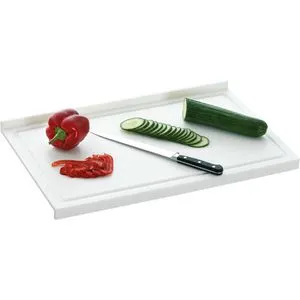 Bartscher Schneidebrett A120588 - 58 x 37 cm, weiß - Schneidebrett aus BPA-freiem Kunststoff mit Stopperkante und Saftrille. Rutschfest, robust und spülmaschinengeeignet – ideal für hygienisches Arbeiten in der Küche.