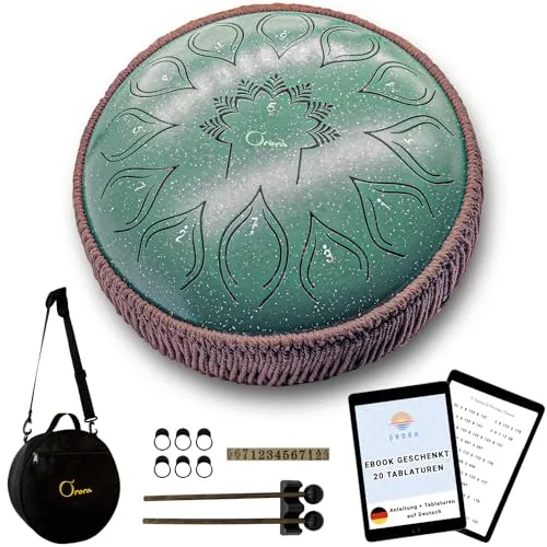 ORORA Steel Tongue Drum 12 Zoll - Zungentrommel für Entspannung und Meditation - Erleben Sie die beruhigenden Klänge der ORORA Zungentrommel. Mit 13 Noten und einem kostenlosen E-Book für sofortige Spielanleitungen ist dieses Handperkussionsinstrument ideal für entspannende Momente. Perfekt als Geschenk für Musikliebhaber!