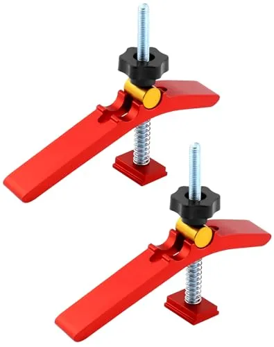 QWORK® 2 Stück T Nut Schiene Schnellspannklemmen - M8 - Niederhalter Klemm - Holzbearbeitung Werkzeug