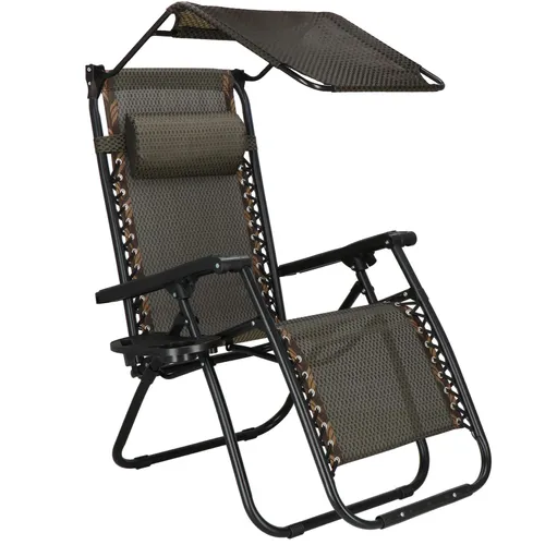 Gartenstuhl Liegestuhl mit Vordach und Getränkehalter