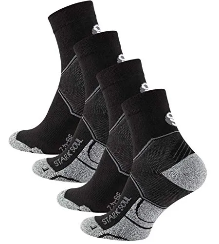 STARK SOUL Quarter Performance Sportsocken, Funktionssocken für Damen & Herren (2 Paar), Laufen, Joggen, Radsport, Fitness, Triathlon, Wandern, Schwarz, 35-38
