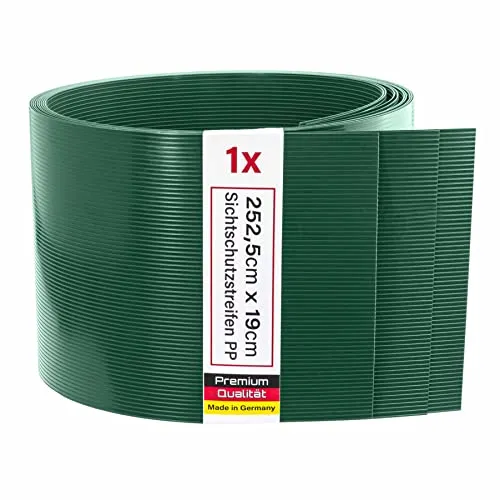 Zaunrebell - Sichtschutzstreifen aus PP - 252x19 cm für Doppelstabmattenzaun, Gittermattenzaun - Made in Germany (1 Streifen, Moosgrün)