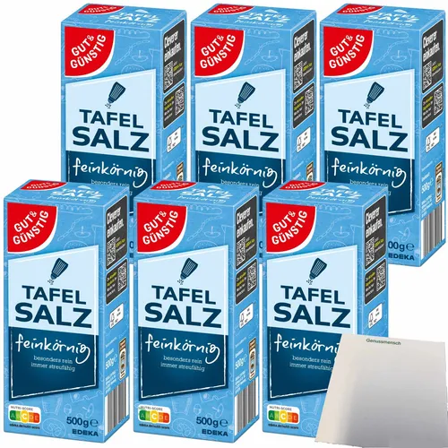 Gut&Günstig Tafelsalz feinkörnig leicht löslich 6er Pack 6x500g Packung usy