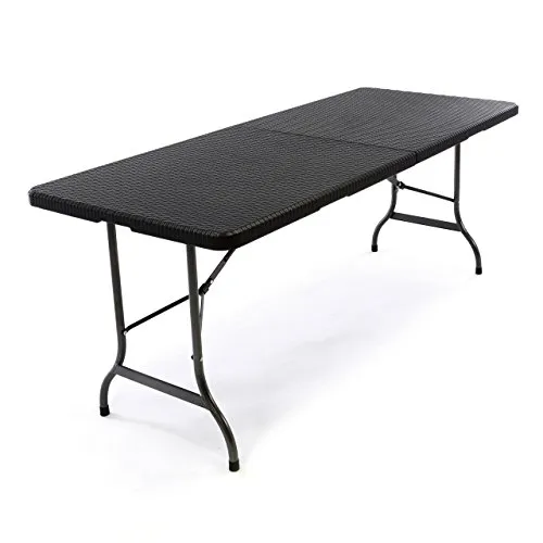 Nexos Klapptisch 183 x 76 x 74 cm Partytisch Catering Gartentisch klappbar Campingtisch bis 170 kg stabil robust Wetterfest 18,5 kg Tragegriff weiß braun schwarz Farbe wählbar (Schwarz)