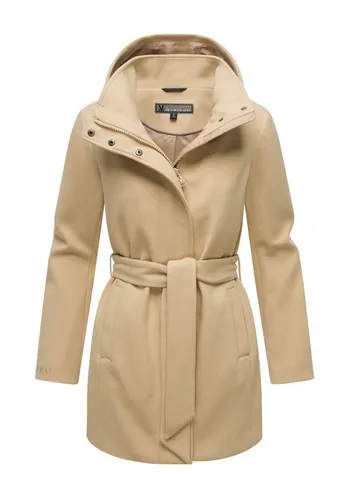 Marikoo Kurzmantel Katalinaa Eleganter Wickel Mantel mit Taillengürtel und Oversized Hood Kapuze