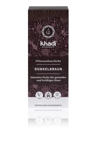 Khadi Pflanzenhaarfarbe Dunkelbraun - Haarfarben: 100% natürliche Pflanzenhaarfarbe für intensiven Glanz und Pflege, ideal für graues Haar, vegan und frei von synthetischen Inhaltsstoffen.