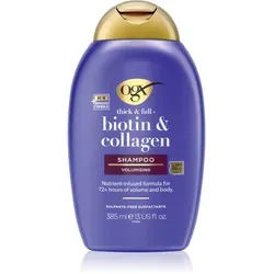 OGX Biotin & Collagen Shampoo 385 ml - Shampoo für Damen zur Förderung von Haarvolumen und Dichte, reinigt sanft und stärkt die Haarfasern für gesundes, glänzendes Haar.