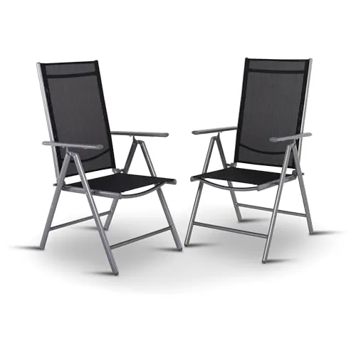 Raburg Gartenstuhl 2er-Set - Hochlehner, 7-fach verstellbar, wetterfest - Essstühle: 7-fach verstellbare Rückenlehne für individuellen Sitzkomfort, leichtes und stabiles Design aus wetterfestem Aluminium, ideal für Terrasse und Balkon.