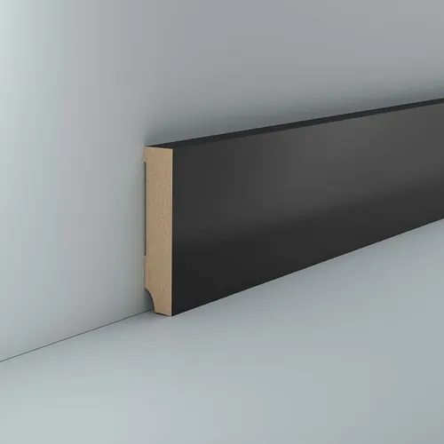 Sockelleiste schwarz 80 mm MDF foliert Schwarze Fußleiste Modern 16 x 80 mm