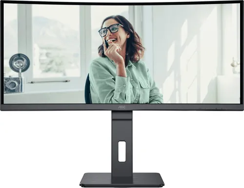 AOC CU34P3CV - 34 Zoll WQHD Curved Monitor, höhenverstellbar und vielseitige Dockingstation mit USB-C und Lautsprechern