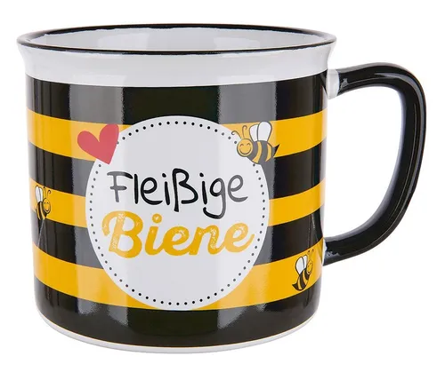 Kaffeebecher Tasse Fleißige Biene (G46900) Tolles Geschenk in gelb von GILDE