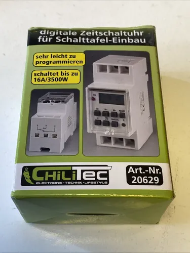 ChiliTec digitale Wochen Zeitschaltuhr für Schalttafel Einbau 230 V max. 3500 W