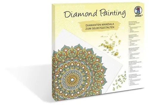 URSUS ErwachsenenBastelsets Diamond Painting - Mandala Set in Mint, Orange und Gelb, kreatives Basteln mit Acryldiamanten für individuelle Kunstwerke
