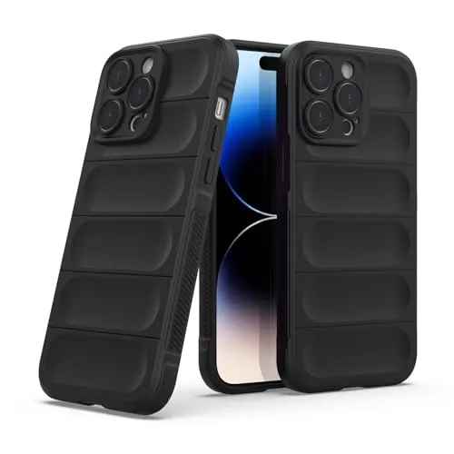 Handyhülle kompatibel mit Apple iPhone 14 Pro Max | TPU Silikon Bumper Case | Outdoor Schutzhülle mit Stoßschutz | Schwarz