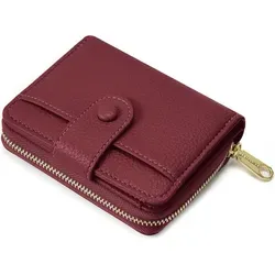 OKWISH Portemonnaies, Damen Geldbörse mit Reißverschluss, Kurzformat in Litschimuster, Modische Brieftasche & Münzgeldbörse aus Kunstleder, Rose - Rosa