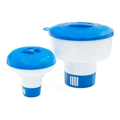 Home Deluxe - Dosierschwimmer Clear - 5 Dosierschwimmer für 1 Tabletten, Einstellbarer Drehknopf für gleichmäßige Wasserpflege I Poolzubehör Poolpflege Wasserdesinfektion