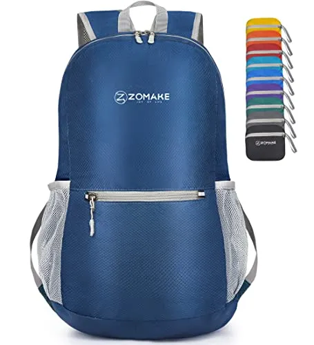 ZOMAKE Ultraleicht Faltbarer Rucksack Packbare Backpacks 20L,Kleiner Faltbar Rucksäcke Wanderrucksack Wasserdicht für Damen Herren Outdoor Wandern(Marineblau)