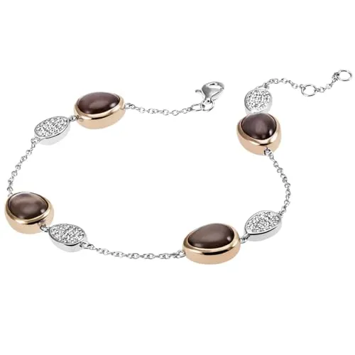 Goldmaid Damen Armband mit Zirkonia und Mondsteinen - Elegantes Armband aus Sterlingsilber 925, 21 cm lang, mit 76 Zirkonia und 4 Mondsteinen, anlaufgeschützt und in Juwelierqualität. Ideal als Geschenk im Goldmaid Etui.