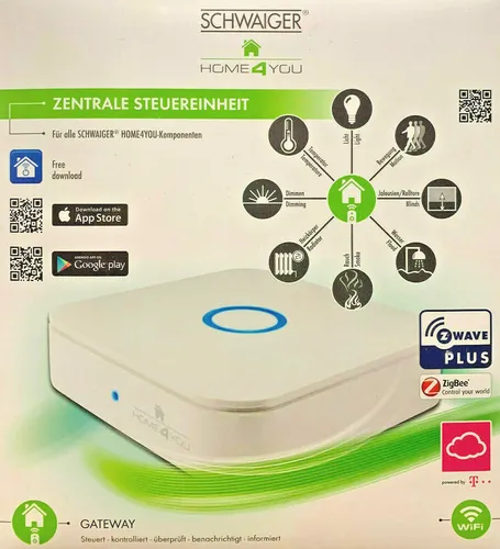 SCHWAIGER Smart Home Gateway HOME4YOU - Steuerungszentrale für Ihr Smart Home, kompatibel mit Z-Wave und Zigbee, steuerbar über App für iOS und Android, ideal für alle Räume.